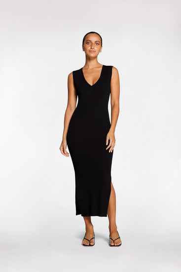 RIB V NECK DRESS