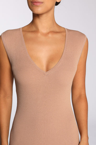 RIB V NECK DRESS