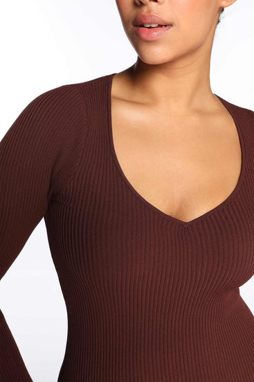 RIB LONG SLEEVE DRESS