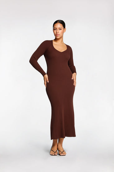 RIB LONG SLEEVE DRESS