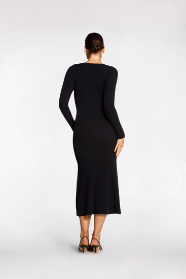 RIB LONG SLEEVE DRESS