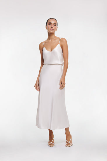 SILK MIDI SKIRT