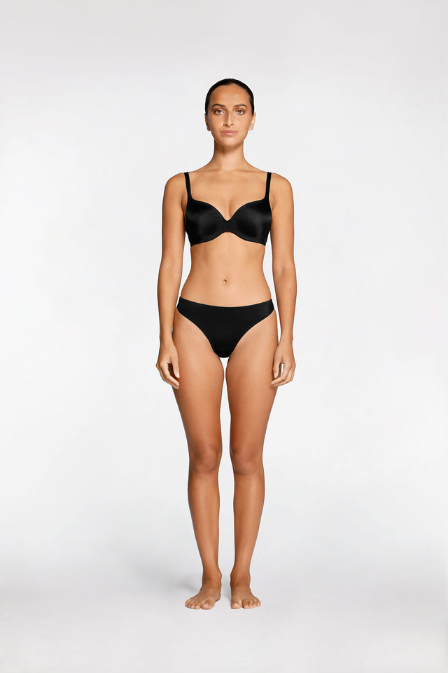 Women's Black Smooth Plunge T Shirt Bra by Intimo - front view