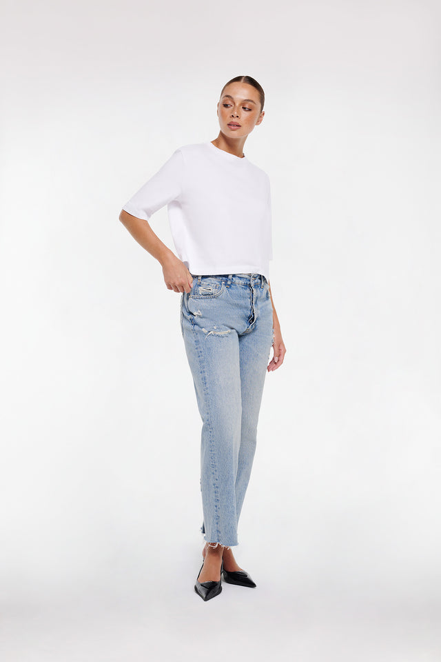 Women's White Boxy T Shirt by Intimo - front view