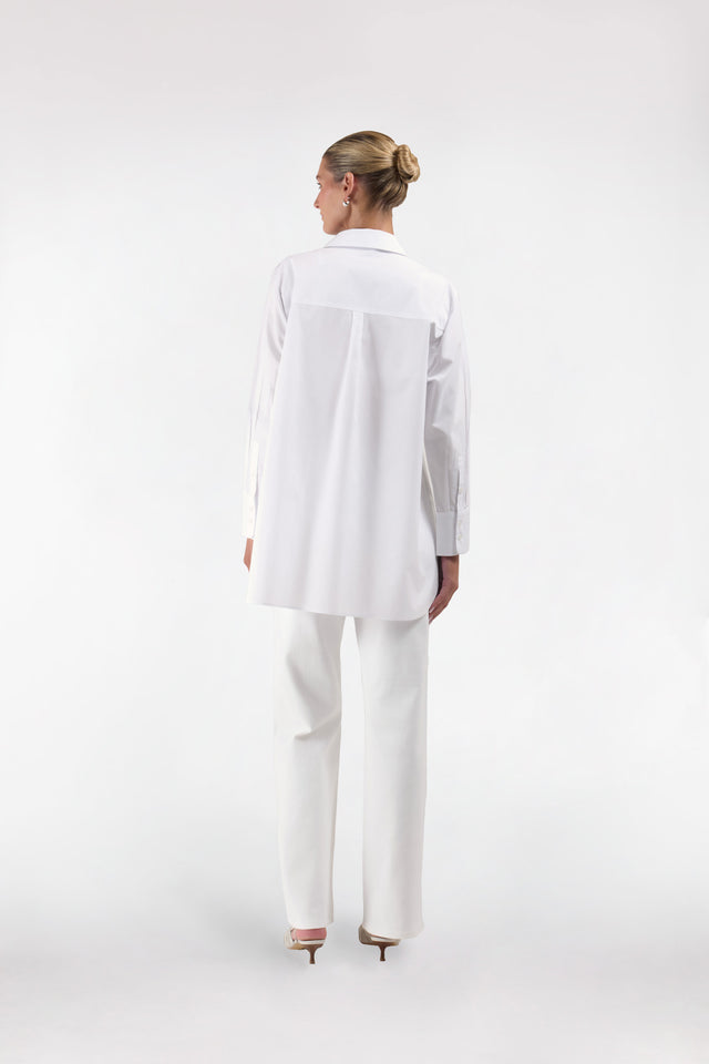 Women's White Poplin Shirt by Intimo - back view