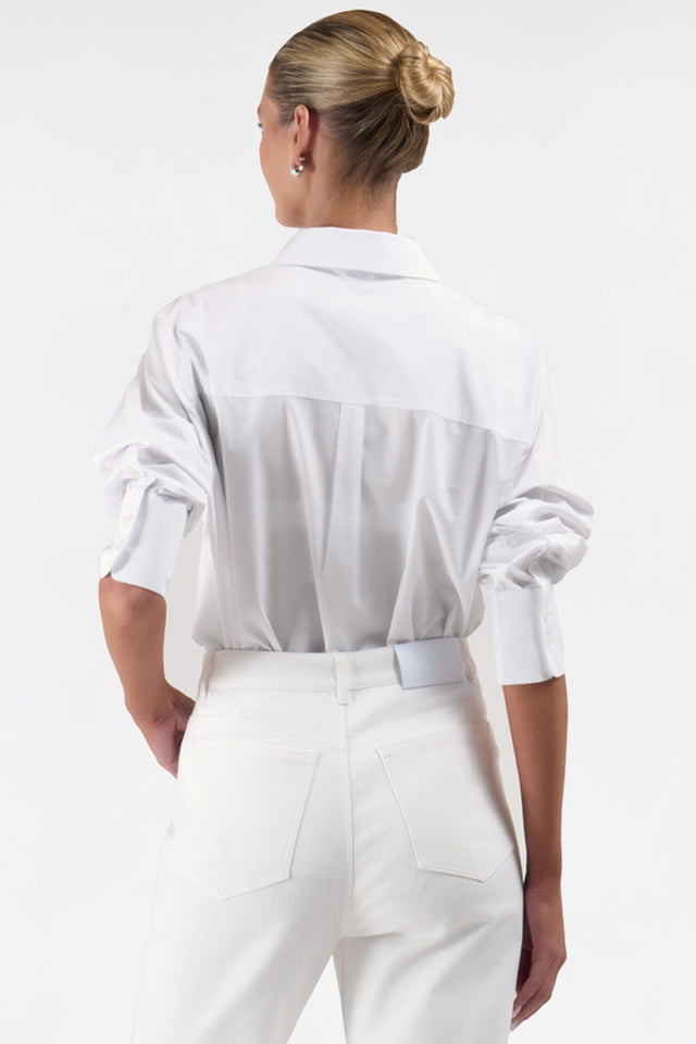 Women's White Poplin Shirt by Intimo - close-up detail