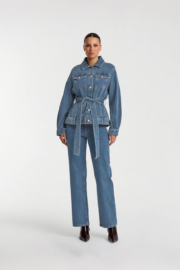 BELTED DENIM JACKET