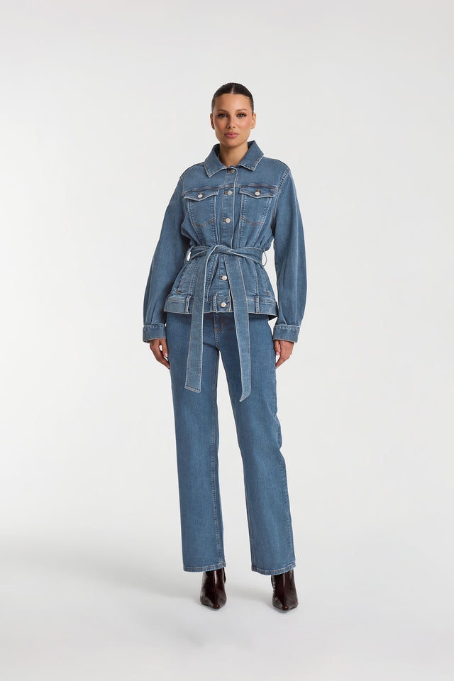 BELTED DENIM JACKET