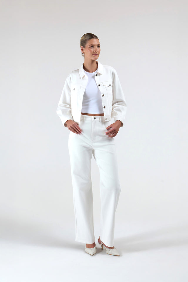 Women's Ivory High Rise Straight Jean by Intimo - front view