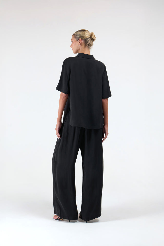 Women's Black Cupro Wide Leg Pant by Intimo - back view