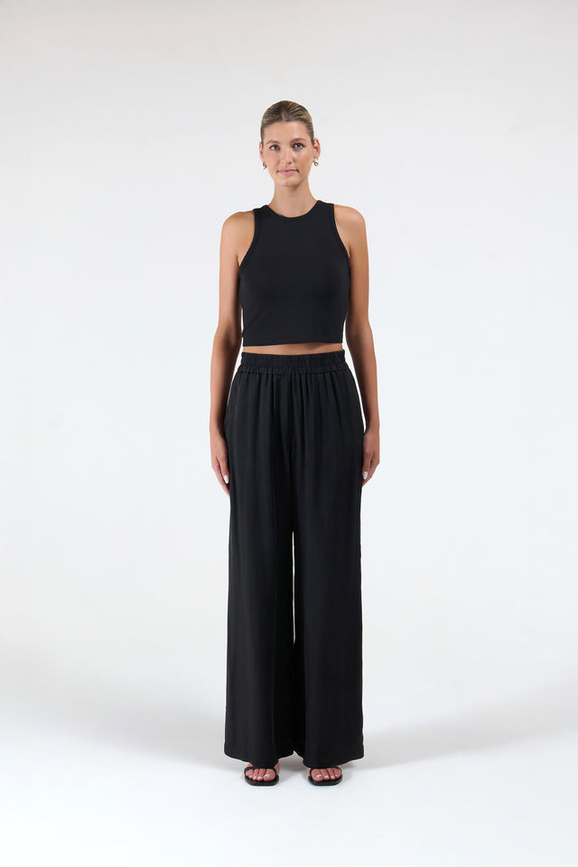 Women's Black Cupro Wide Leg Pant by Intimo - front view