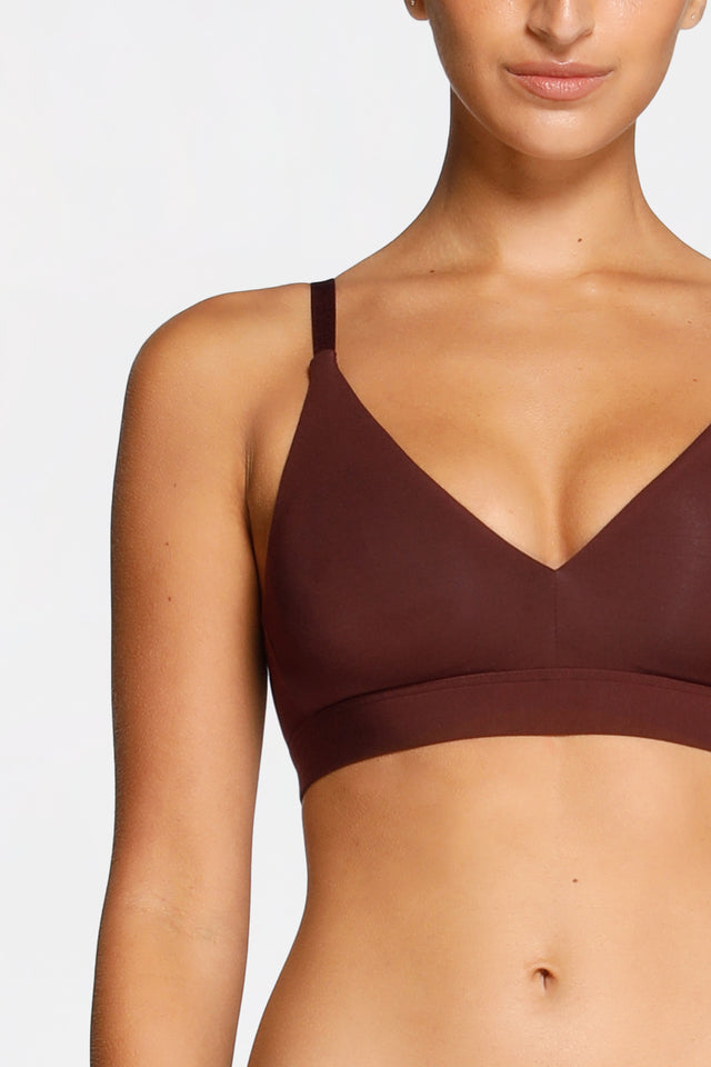Women's Chocolate Comfort Wireless Soft Cup Bra by Intimo - close-up detail