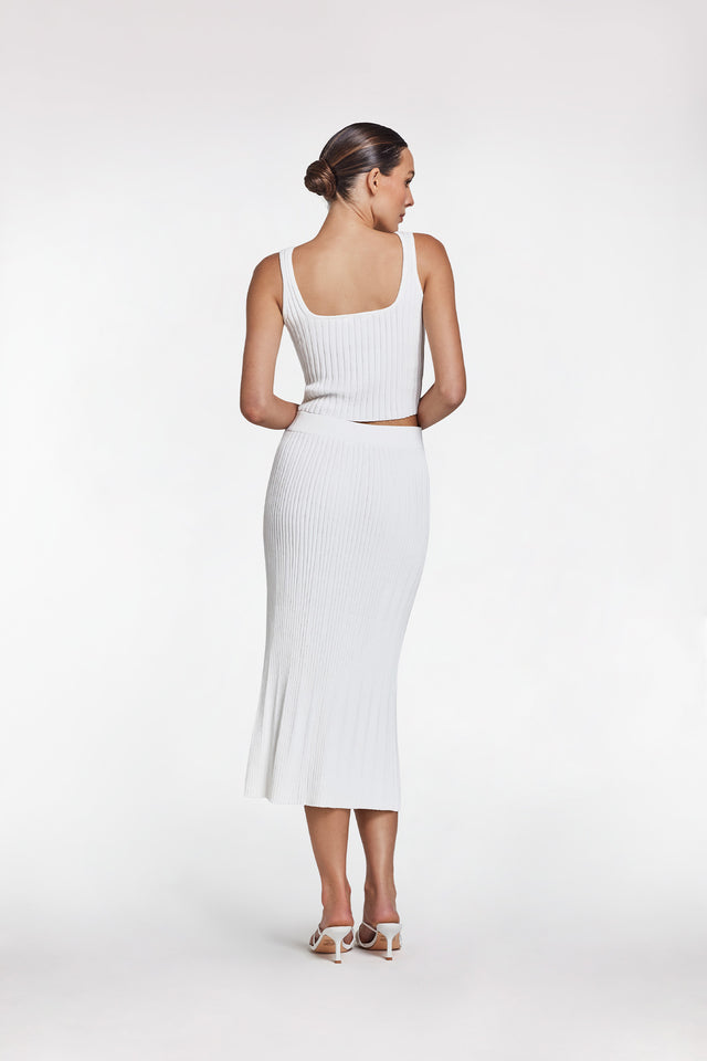 Women's White Rib Crop Singlet by Intimo - back view